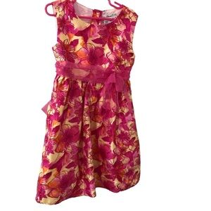 3/$15 Vintage Brooke Lindsay girls red yellow floral sleeveless dress size 6X